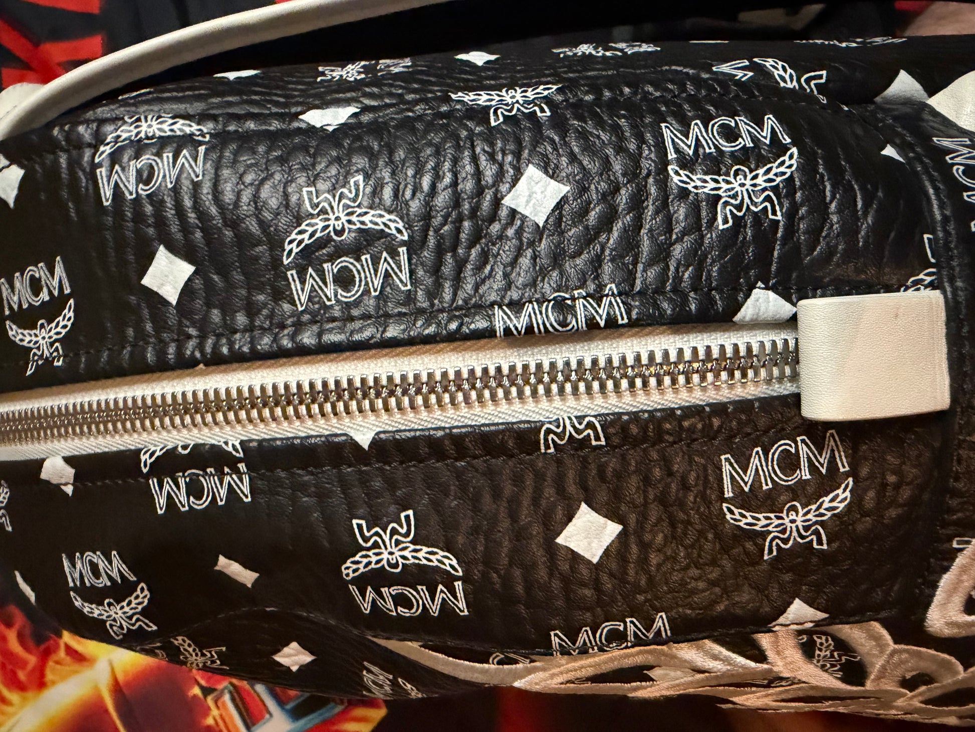 MCM Dietrich Laurel Backpack Visetos White Logo Medium Black