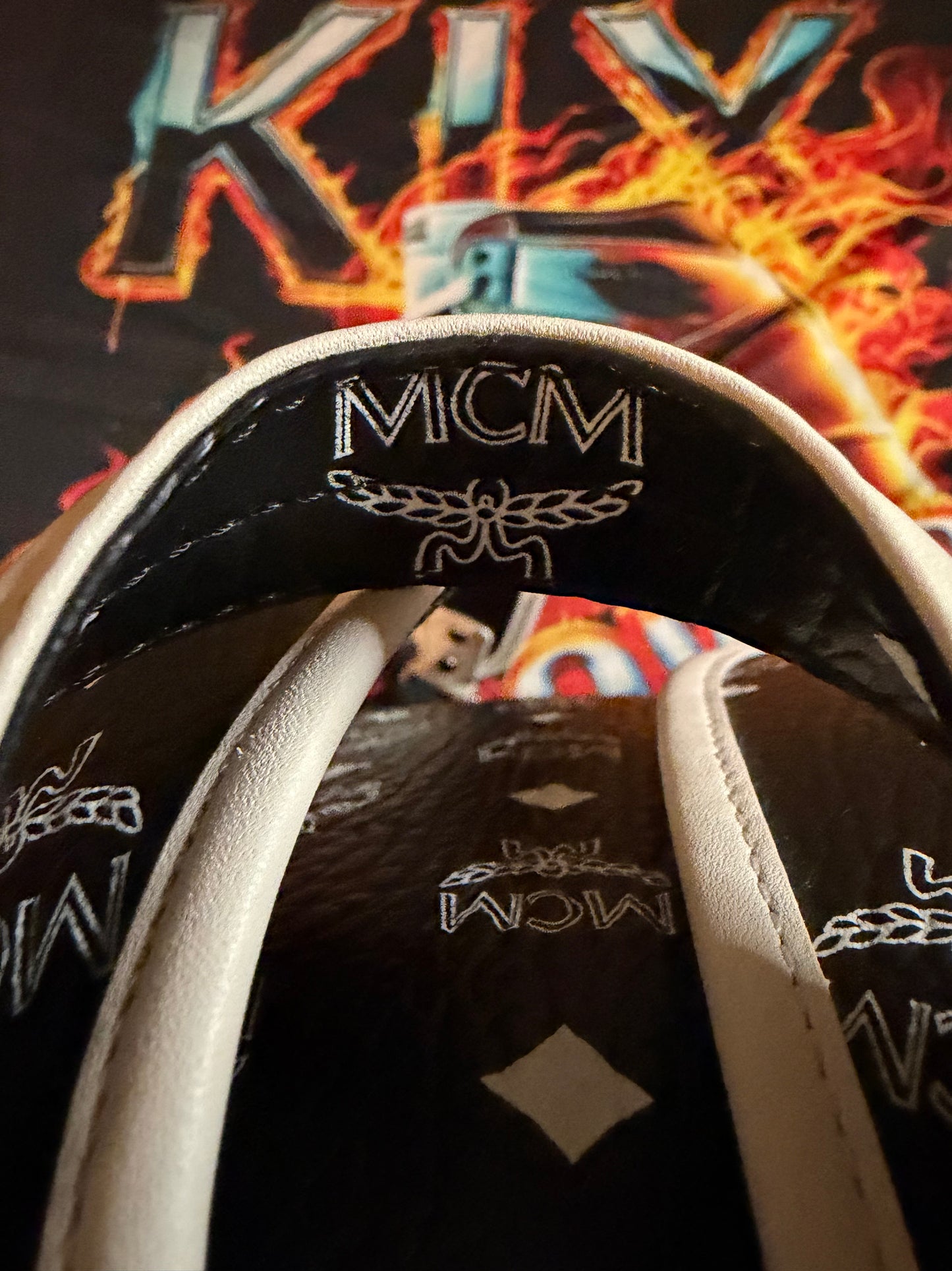 MCM Dietrich Laurel Backpack Visetos White Logo Medium Black