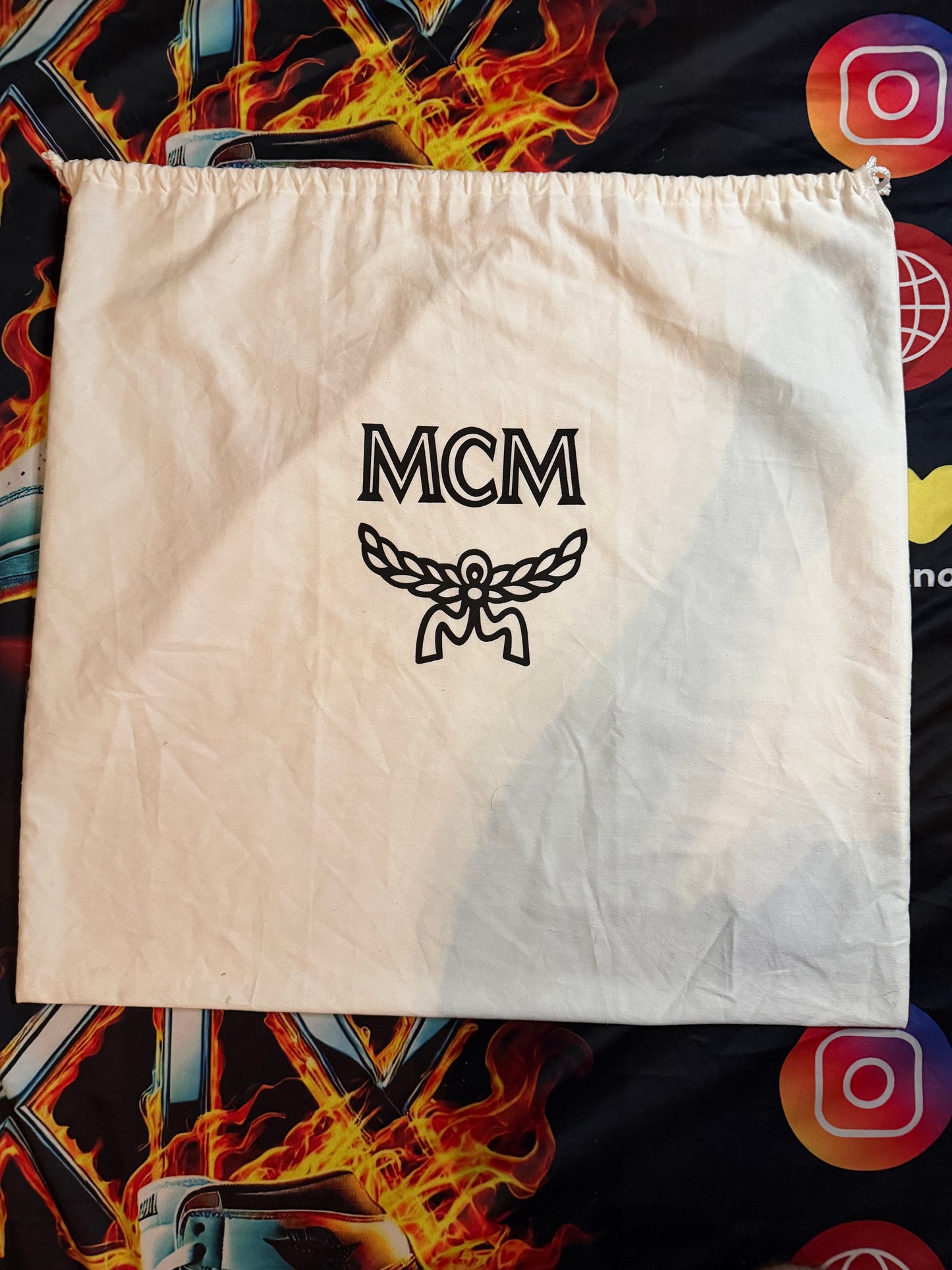 MCM Dietrich Laurel Backpack Visetos White Logo Medium Black