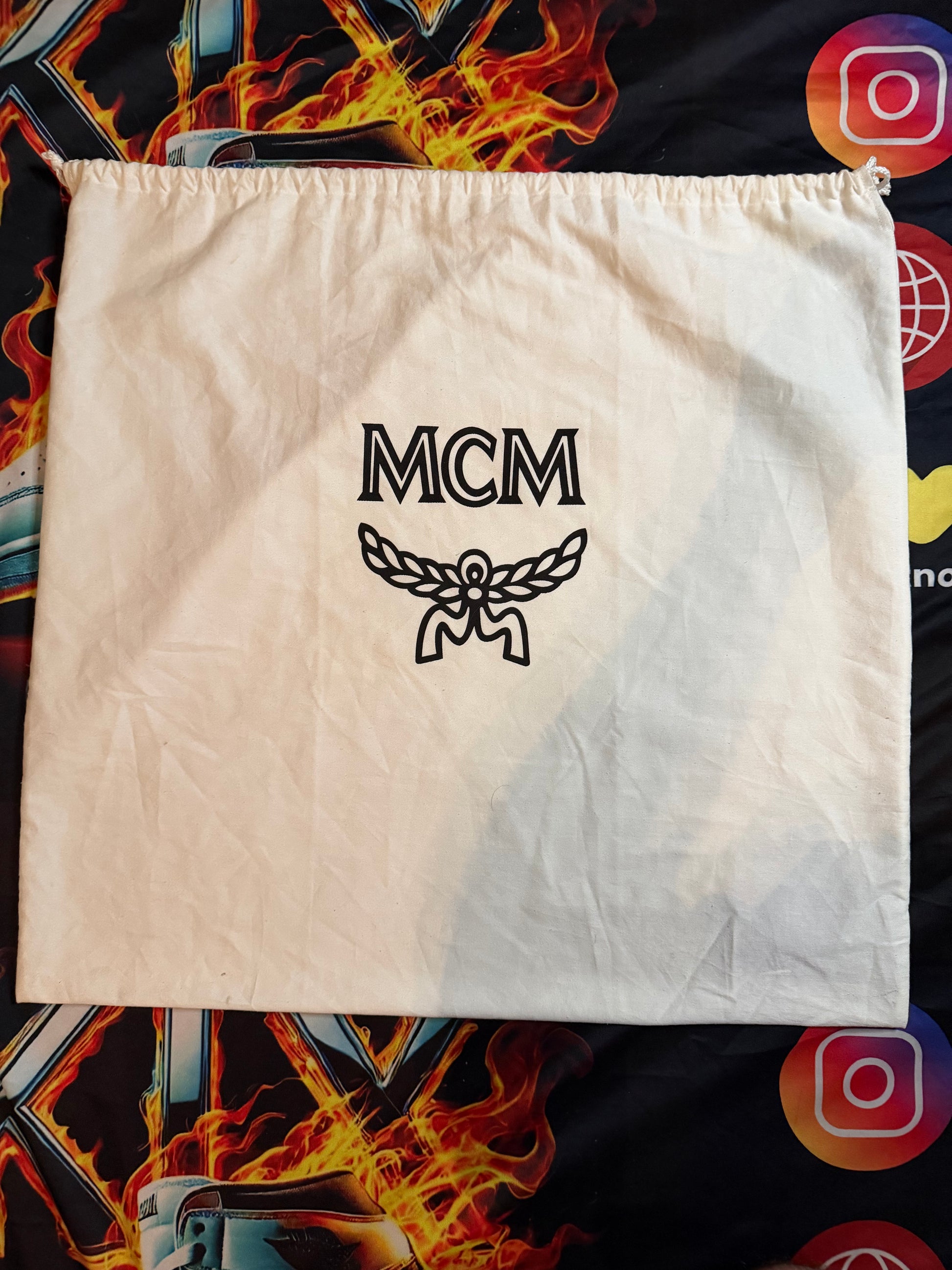 MCM Dietrich Laurel Backpack Visetos White Logo Medium Black