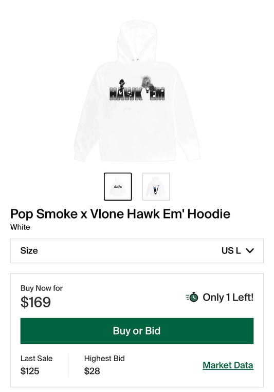 Pop Smoke Vlone Hawk Em Hoodie