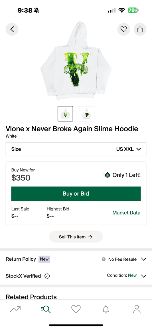 Vlone x Never Broke Again Slime hoodie