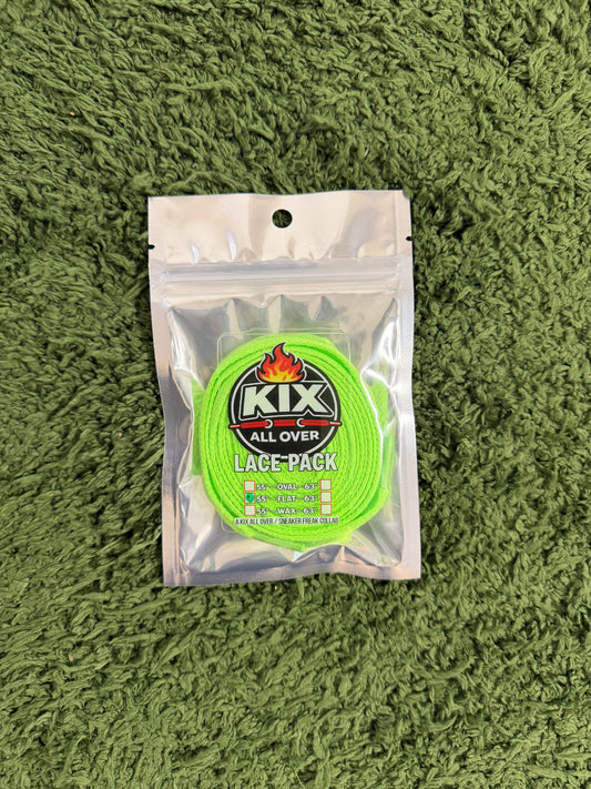 SINGLE LACE PACKS NEON GREEN 55" FLAT LACES